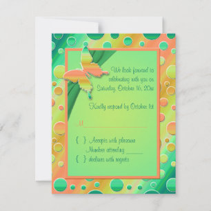 Tarjeta RSVP de Punto de Polka Verde Lime para nar