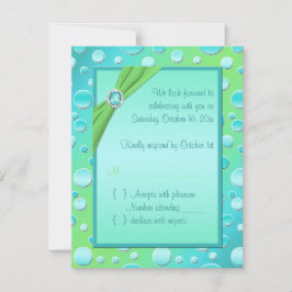 Tarjeta RSVP de Punto Lime y Aqua Polka