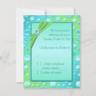 Tarjeta RSVP de Punto Lime y Aqua Polka