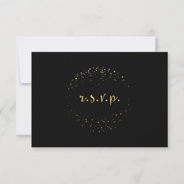 Tarjeta RSVP de puntos de círculo de negro y Relie (Anverso)