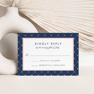 Tarjeta RSVP de puntos de diamante Coral y Marin