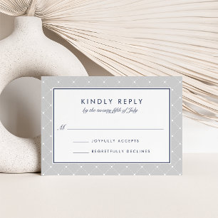 Tarjeta RSVP de puntos de diamante Gris y Marina