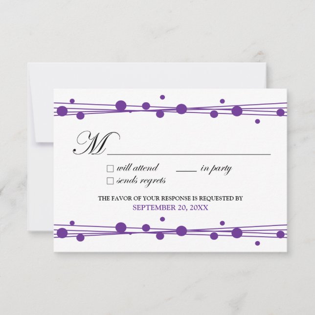 Tarjeta RSVP de puntos y paja (blanco/perwinkle) (Anverso)