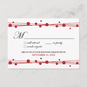 Tarjeta RSVP de puntos y paja (blanco/rojo)