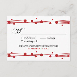Tarjeta RSVP de puntos y paja (blanco/rojo)
