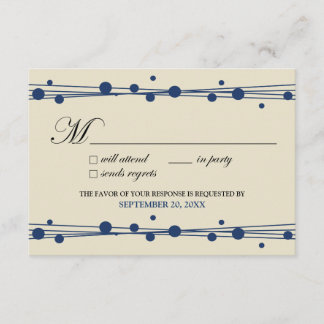 Tarjeta RSVP de puntos y paja (marfil/marina)