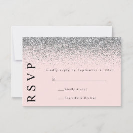 Tarjeta RSVP de Purpurina rosa y plata de Rubor