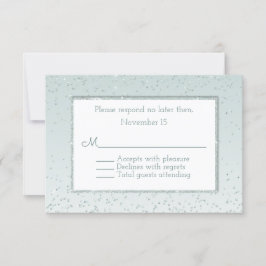 Tarjeta RSVP de Purpurina verde de menta y bodas b