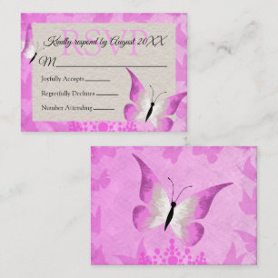 Tarjeta RSVP de Quinceañera de mariposa rosa