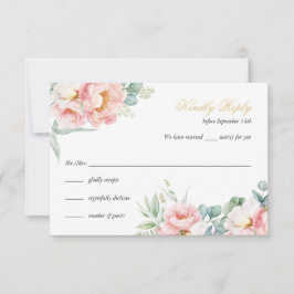 Tarjeta RSVP de Quinceañera elegante rosa y dorada