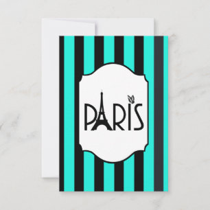 Tarjeta RSVP de rayas turquesas y negras