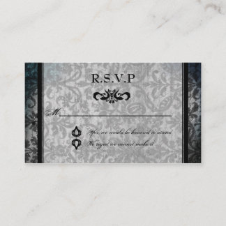 Tarjeta RSVP de recepción de monograma de Damask n