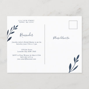 Tarjeta RSVP de recordatorio de follaje rosa y nav