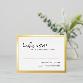 Tarjeta RSVP de Relieve metalizado Boda moderno de