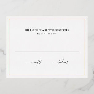 Tarjeta RSVP de Relieve metalizado de boda elegant
