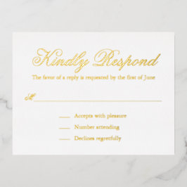 Tarjeta RSVP de Relieve metalizado de boda formal 