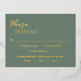 Tarjeta RSVP de Relieve metalizado de Boda moderno