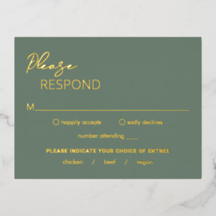 Tarjeta RSVP de Relieve metalizado de Boda moderno