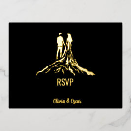 tarjeta rsvp de Relieve metalizado de boda real