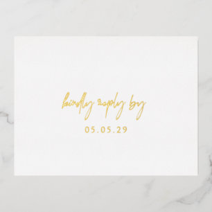 Tarjeta RSVP de Relieve metalizado de bodas clásic