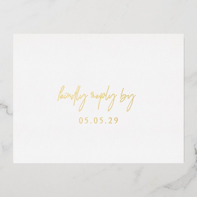 Tarjeta RSVP de Relieve metalizado de bodas clásic (Anverso)