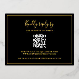 Tarjeta RSVP de Relieve metalizado de código QR ne