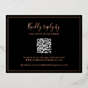 Tarjeta RSVP de Relieve metalizado de código QR ne