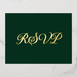 Tarjeta RSVP de Relieve metalizado de Green Forest