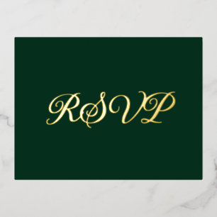 Tarjeta RSVP de Relieve metalizado de Green Forest