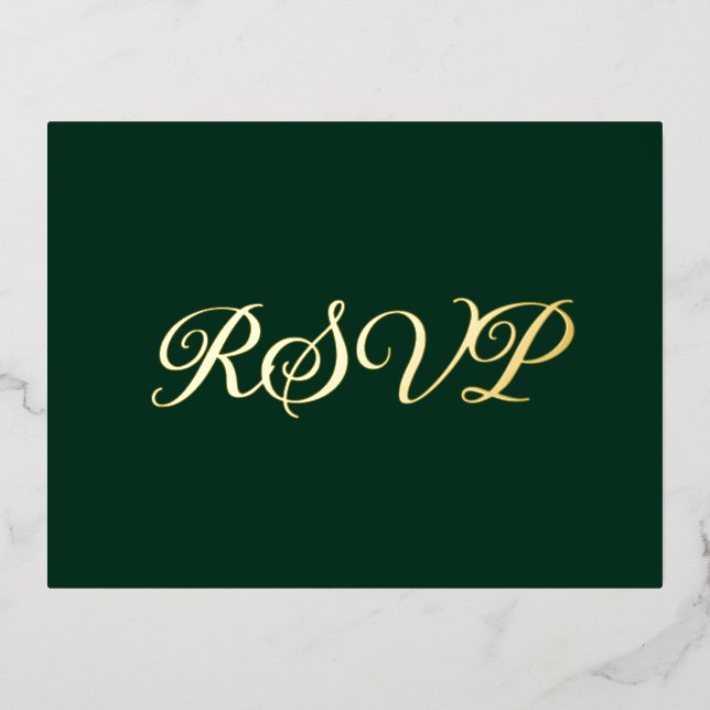 Tarjeta RSVP de Relieve metalizado de Green Forest (Anverso)