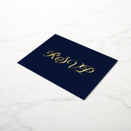 Tarjeta RSVP de Relieve metalizado de Navy Blue El