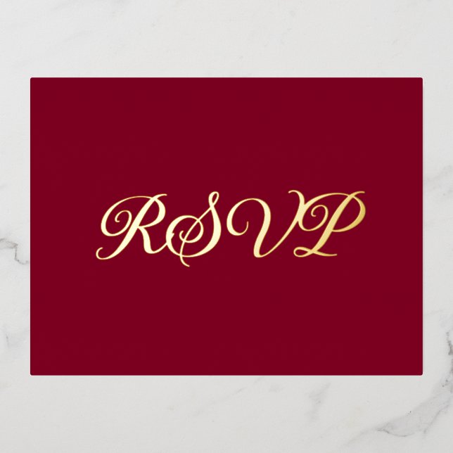 Tarjeta RSVP de Relieve metalizado elegante de Bor (Anverso)