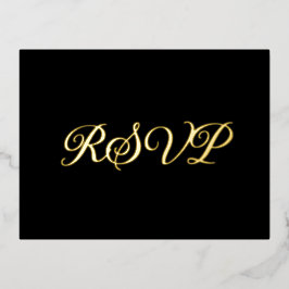 Tarjeta RSVP de Relieve metalizado elegante negro
