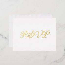 Tarjeta RSVP de Relieve metalizado elegante y blan