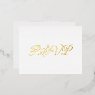 Tarjeta RSVP de Relieve metalizado elegante y blan