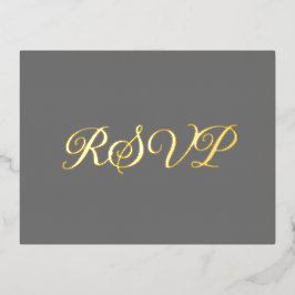 Tarjeta RSVP de Relieve metalizado elegante y gris