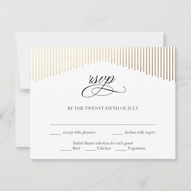 Tarjeta RSVP de Relieve metalizado Gold Faux Angle (Anverso)