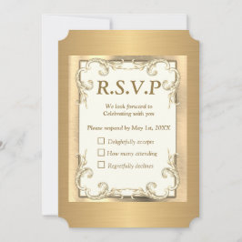 Tarjeta RSVP de Relieve metalizado-oro-plata-latón