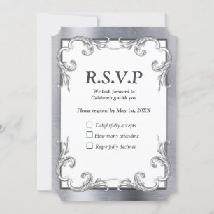 Tarjeta RSVP de Relieve metalizado-oro-plata-latón