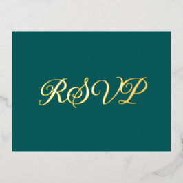 Tarjeta RSVP de Relieve metalizado oscuro Verde az