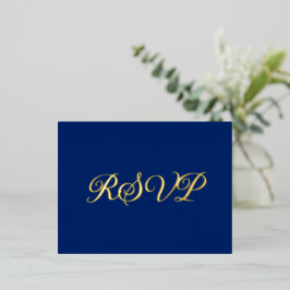 Tarjeta RSVP de Relieve metalizado Royal Blue Eleg