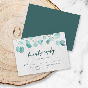 Tarjeta RSVP de respuesta a Eucalyptus y Marble