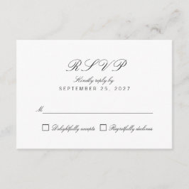 Tarjeta RSVP de respuesta blanca elegante de Moda 