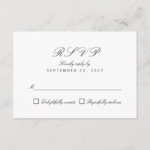 Tarjeta RSVP de respuesta blanca elegante de Moda 