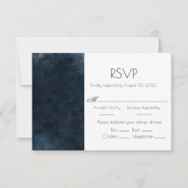 Tarjeta RSVP de respuesta Boda azul elegante