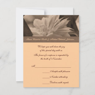 Tarjeta RSVP de Respuesta Boda Sepia Clematis