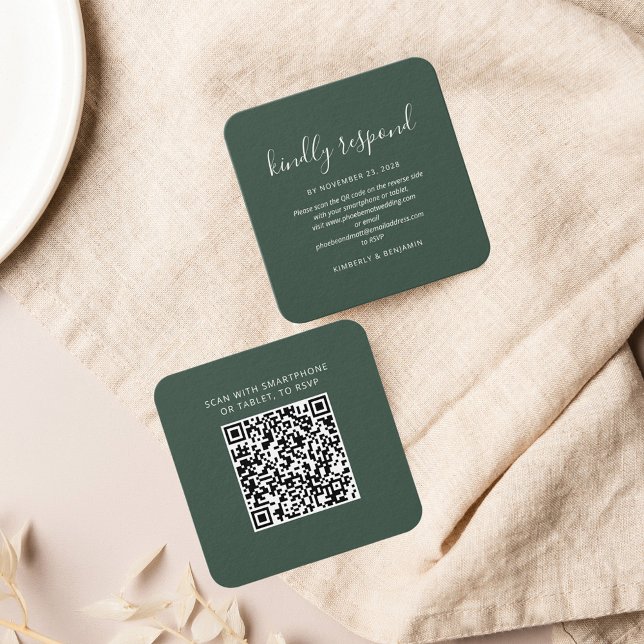 Tarjeta RSVP de respuesta de Boda de código QR ele (Minimalist QR Code Wedding Response Card)