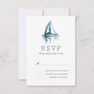 Tarjeta RSVP de respuesta de Boda de navegación po