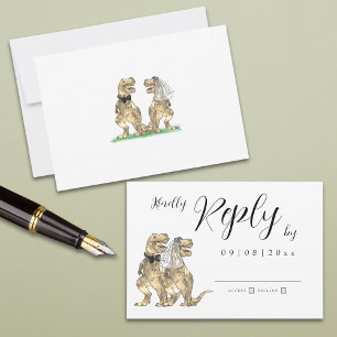 Tarjeta RSVP de respuesta de Boda de temas de dino