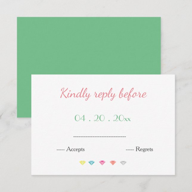 TARJETA RSVP de respuesta de Boda divertida y bril (Anverso / Reverso)